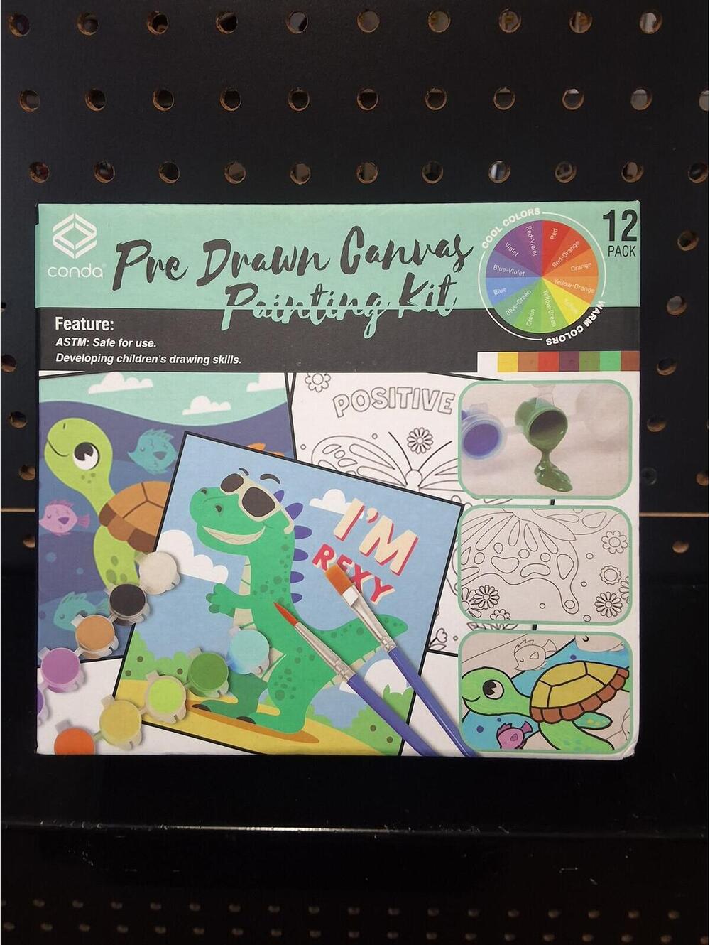 Conda Pre Drawn Canvas Painting Kit - 12 Pack Fun Art Set